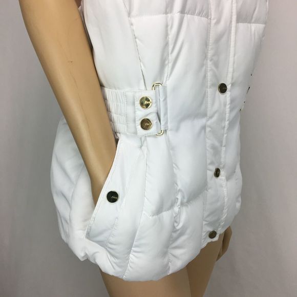 Guess White Puffer Hooded Vest Size X Large - Picture 5 of 8
